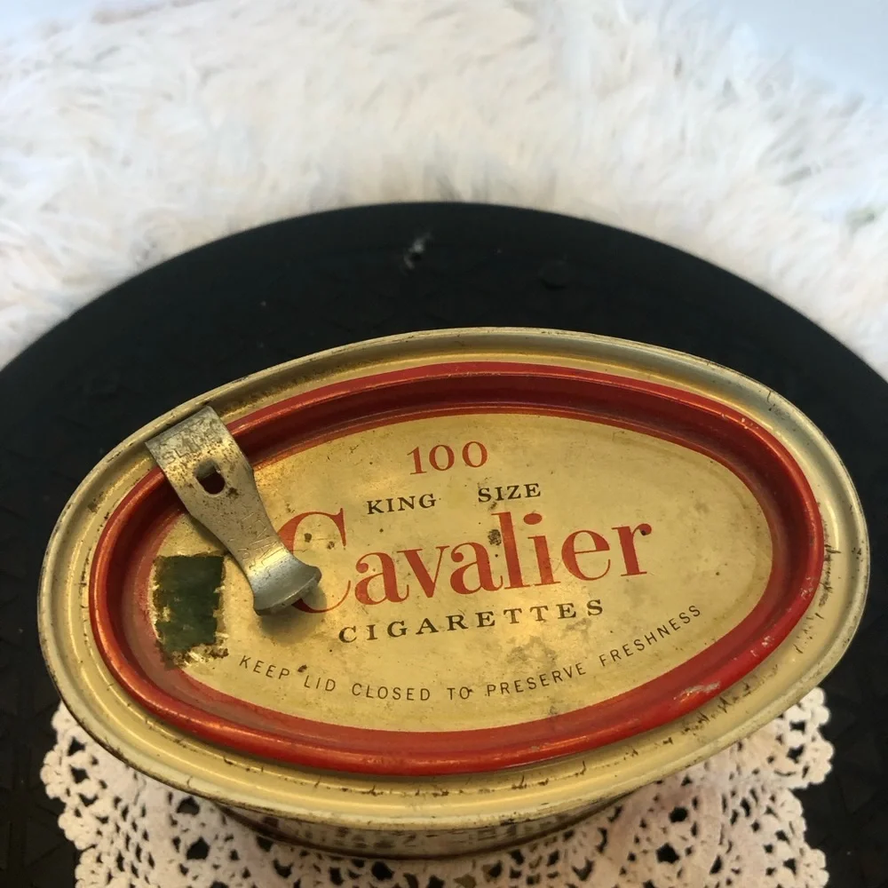 Cavalier King Size Cigarette Tin With Cigarette Tax Stamps